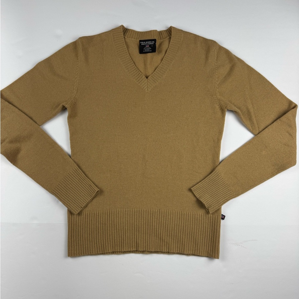 Polo Ralph Lauren Men's Tan V-Neck Sweater cashmere size small
